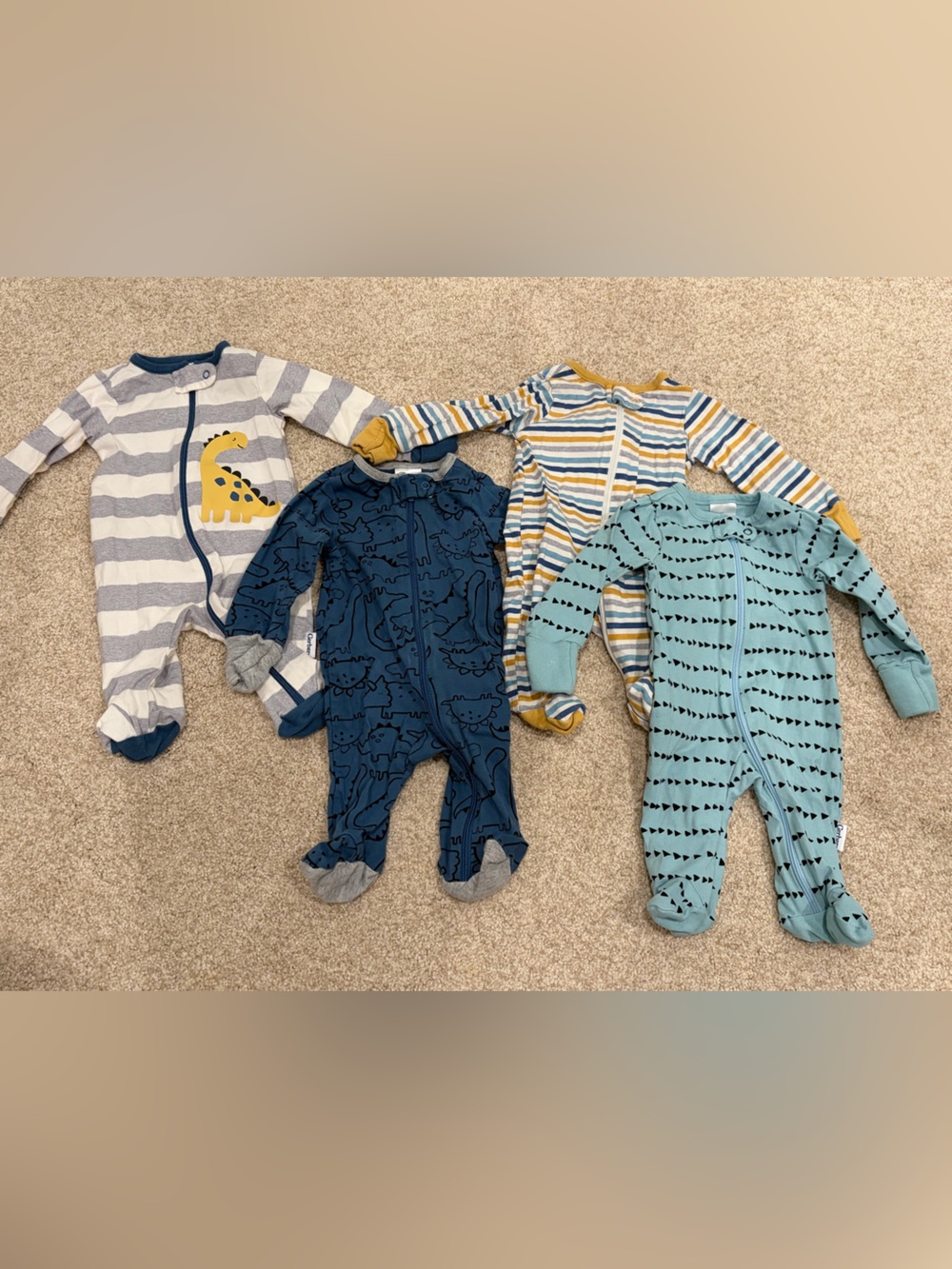 Gerber Baby Boys Sleep 'N Play Footed Pajamas 4-Pack Blue & Gray Newborn